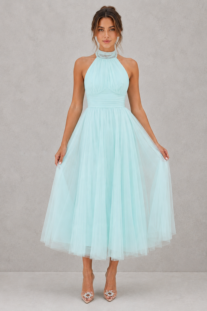 Formal midi tulle dress for women, an elegant and flattering choice for parties.