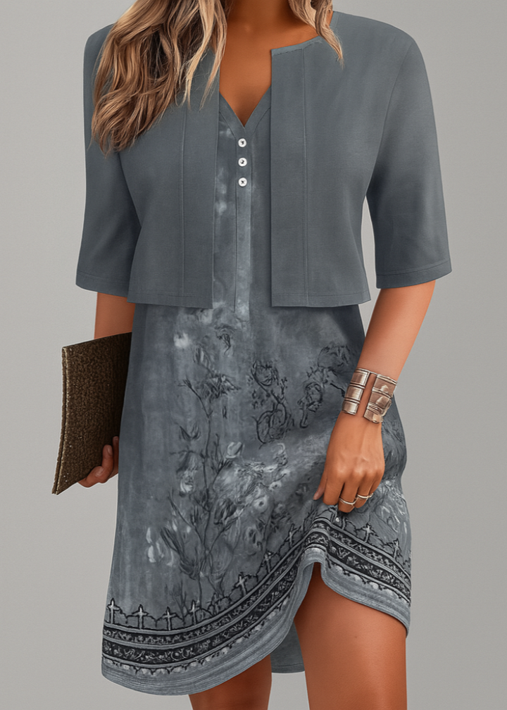 Stylish women's summer two-piece dress with an elegant long skirt & comfortable top. Vacation ready!