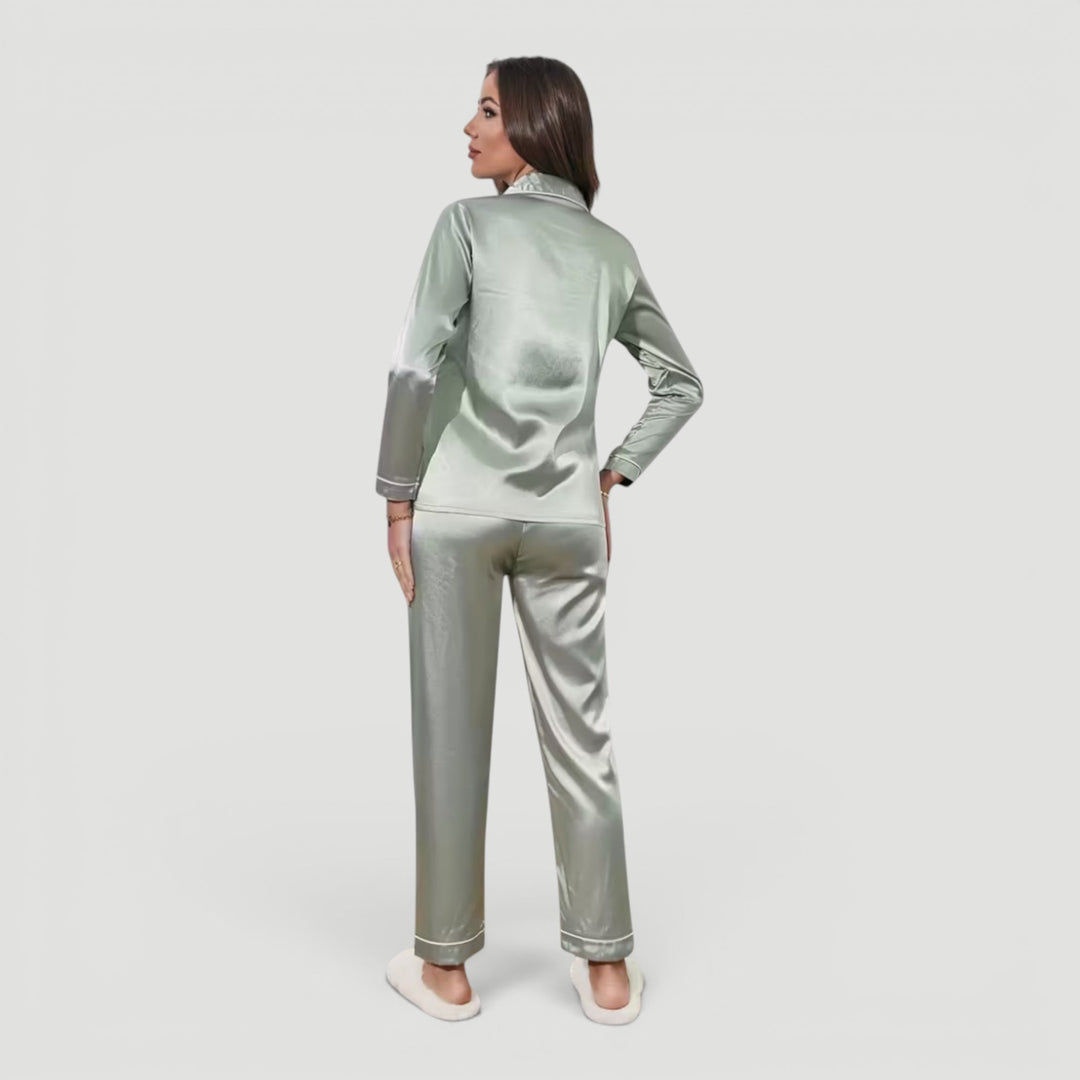 Women's comfortable two-piece lounge set, stylish and soft for elegant pajamas and nightwear.