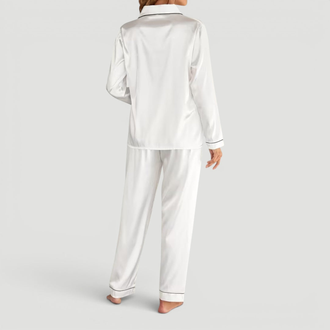 Modern women's elegant two-piece lounge set, a comfortable and soft pajama for stylish nights.