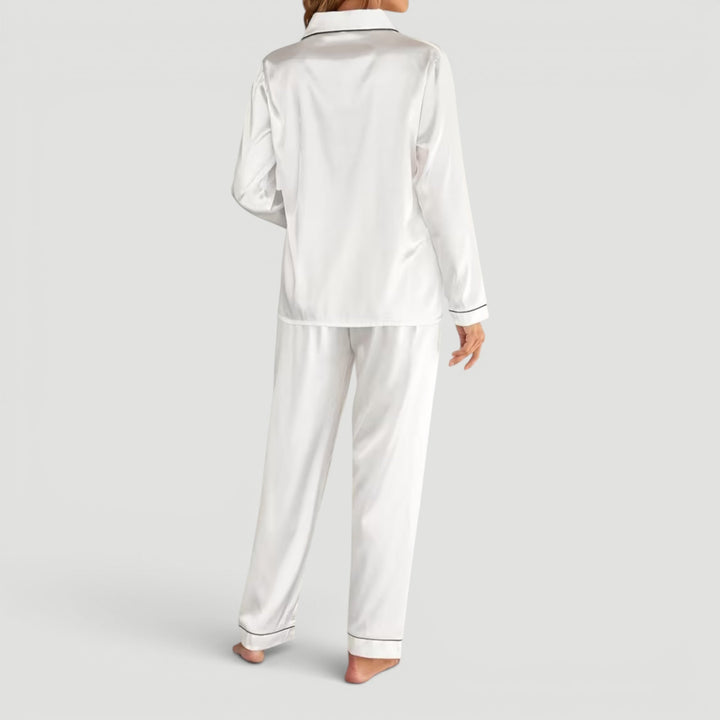 Modern women's elegant two-piece lounge set, a comfortable and soft pajama for stylish nights.