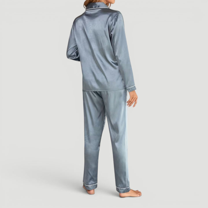 Women's elegant two-piece nightwear set, soft and comfortable for luxury lounging and sleep.