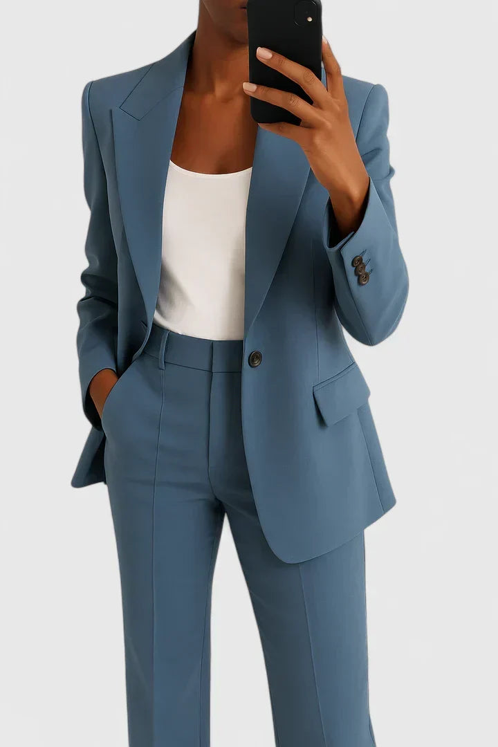 Versatile women's two-piece suit set; classic fashion for professional dress, evening wear, or office chic look.
