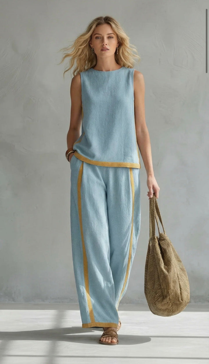 Stylish women's two-piece suit for elegant attire, featuring eye-catching modern graphic elements.