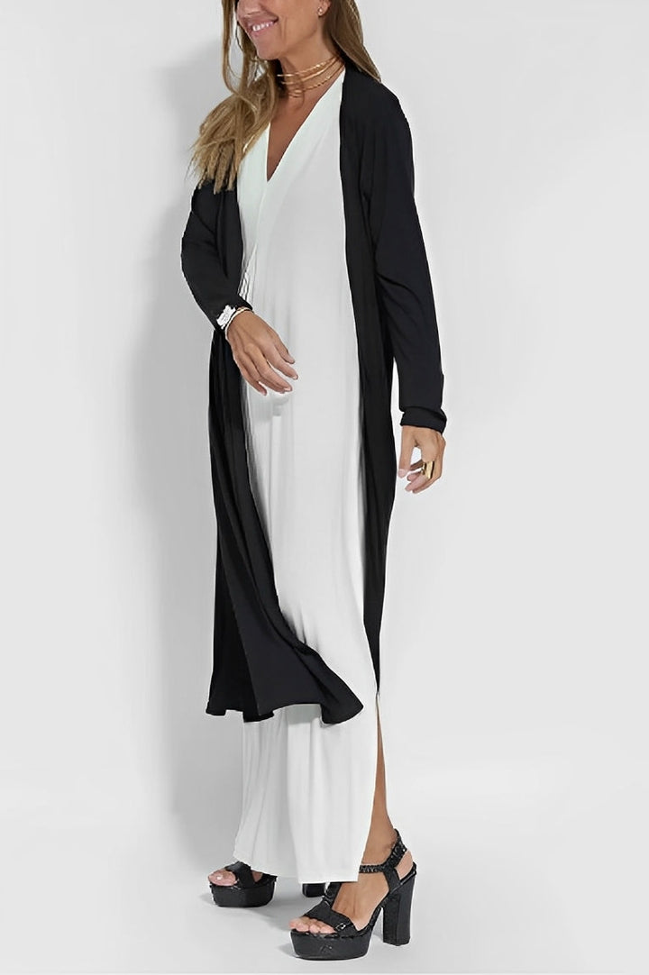 Effortlessly elegant women's V-neck maxi dress, perfect for relaxed summer days & vacation comfort.