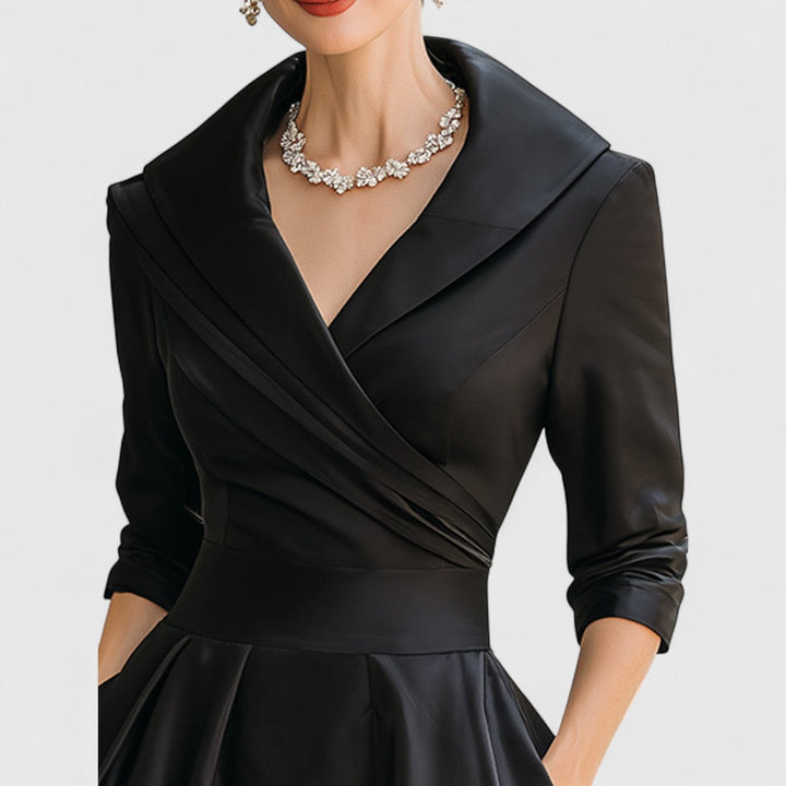 Day-to-night women's V-neck midi dress, elegant 3/4 sleeves, comfortable fit, perfect for special occasions.