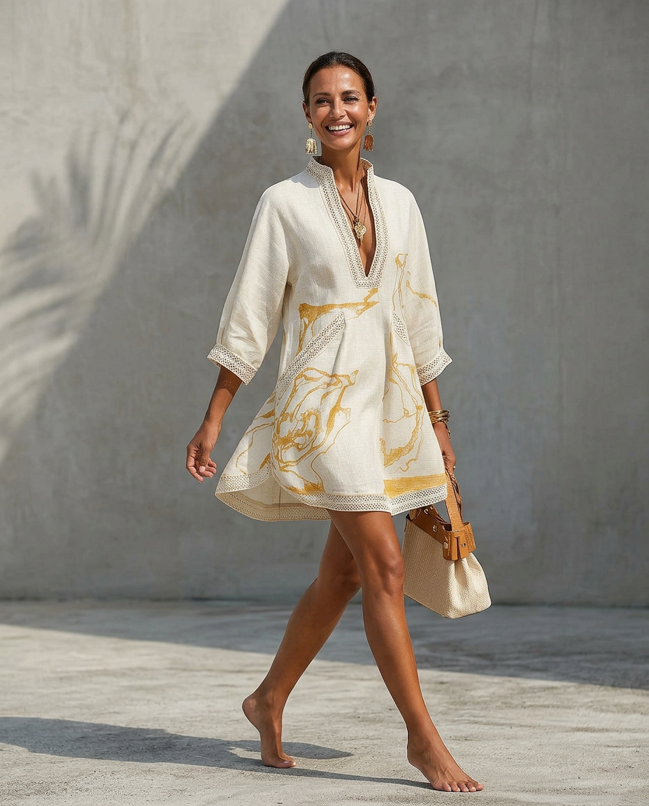 Versatile V-neck mini dress for women, suitable for elegant summer parties and casual wear.