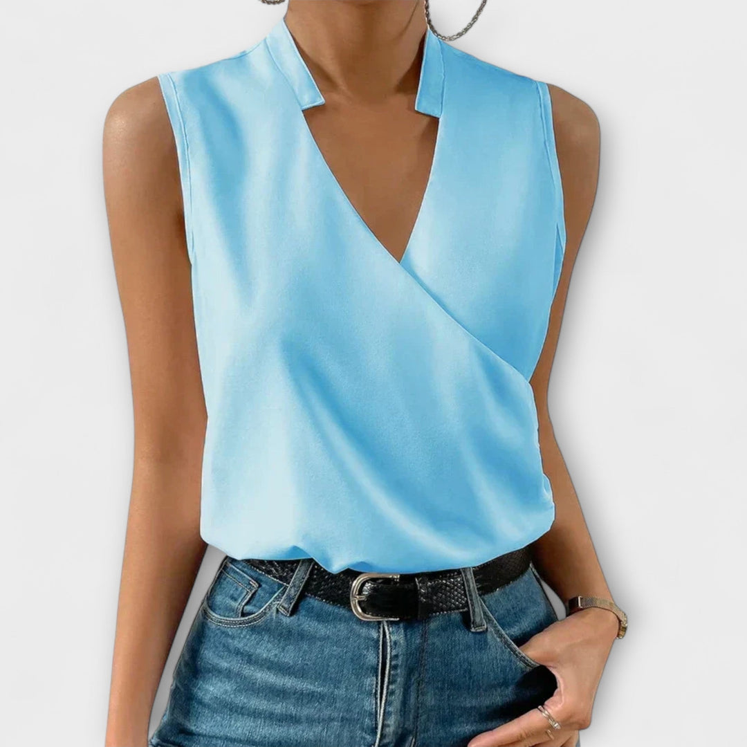 Lightweight women's V-neck blouse, ideal for spring and summer, offering effortless style.