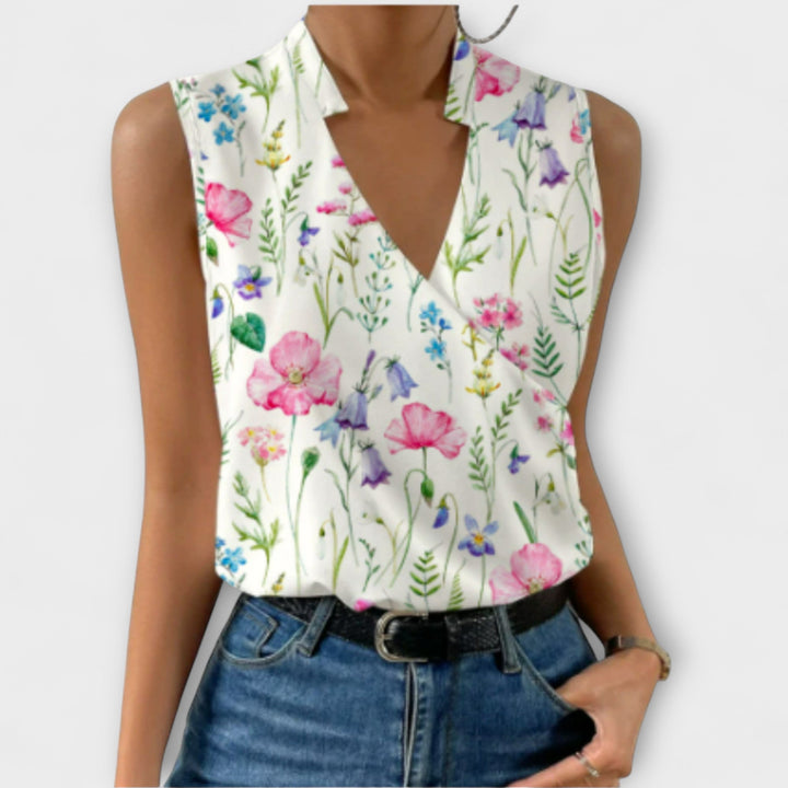 Everyday V-neck top for women, combining comfort with a stylish and elegant design for versatility.