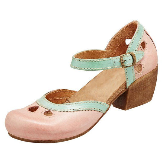 Elegant low heel Verona Retro sandals for women, comfortable and casual, with a chic buckle strap. New arrival.