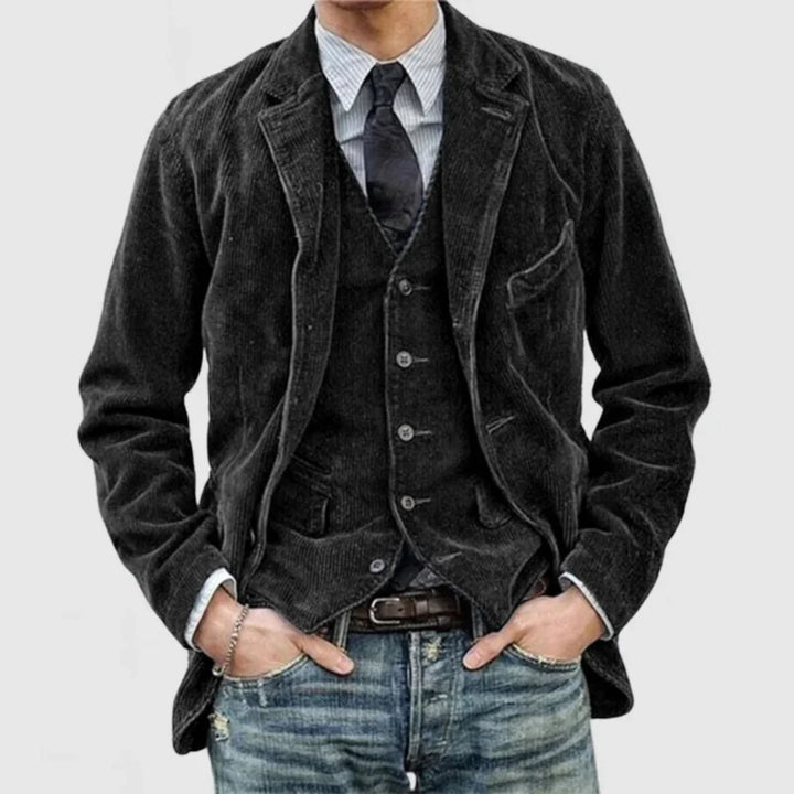 Retro chic women's tailored blazer & vest set, ideal for business casual and sophisticated professional wear.