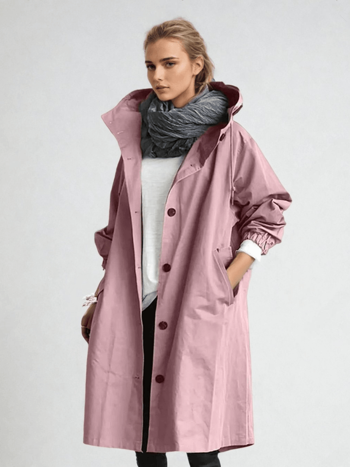 Elegant women's trench coat, perfect for city strolls. Water-repellent, chic, and versatile for any season.
