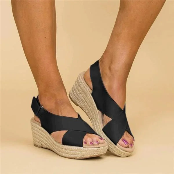 Chic women's open-toe wedge sandals, designed for ultimate comfort and versatile summer fashion.