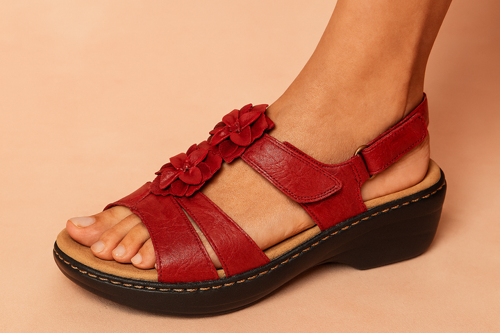 Fashionable ladies wedge sandals with intricate floral detailing, excellent for elegant parties and warm weather.