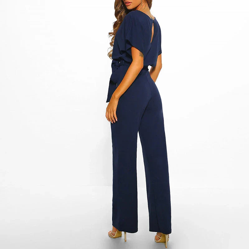 Summer style women's wide leg jumpsuit. Comfortable and effortless for versatile casual wear.