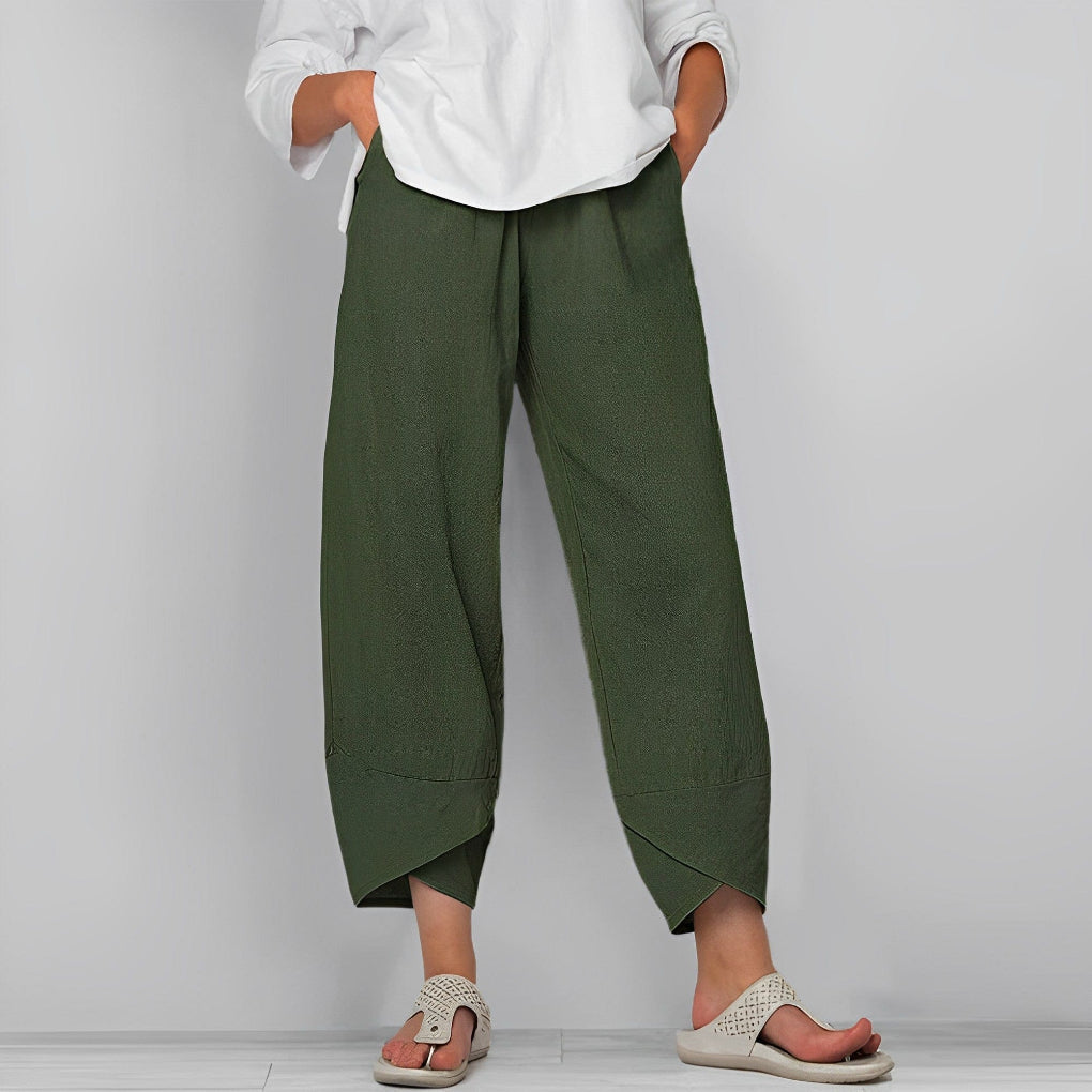 Formal women's wide-leg satin trousers, ideal for evening wear. Elegant, high-rise, and comfortable luxury pants.