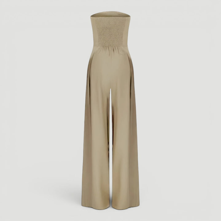 Fashionable women's strapless wide-leg jumpsuit, a comfortable choice for elegant evening & party wear.
