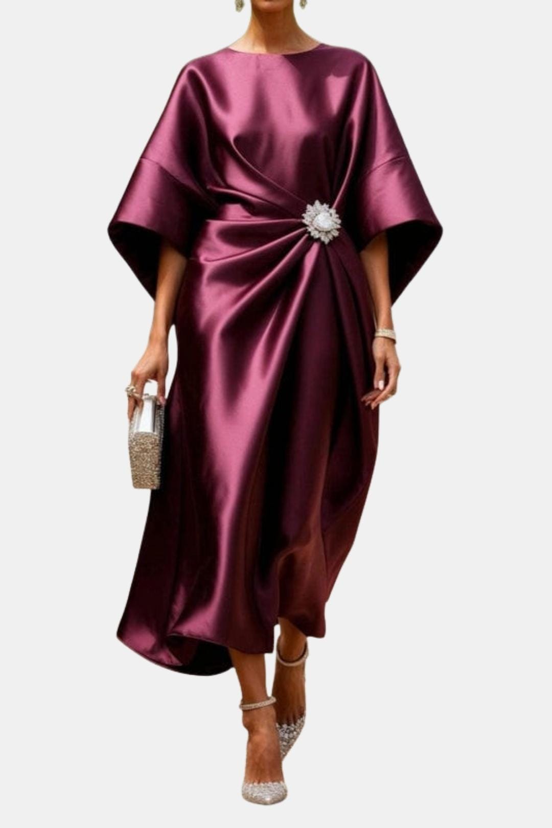 Elegant women's wide sleeve maxi dress. Chic A-line silhouette, perfect as a formal evening gown or party dress.