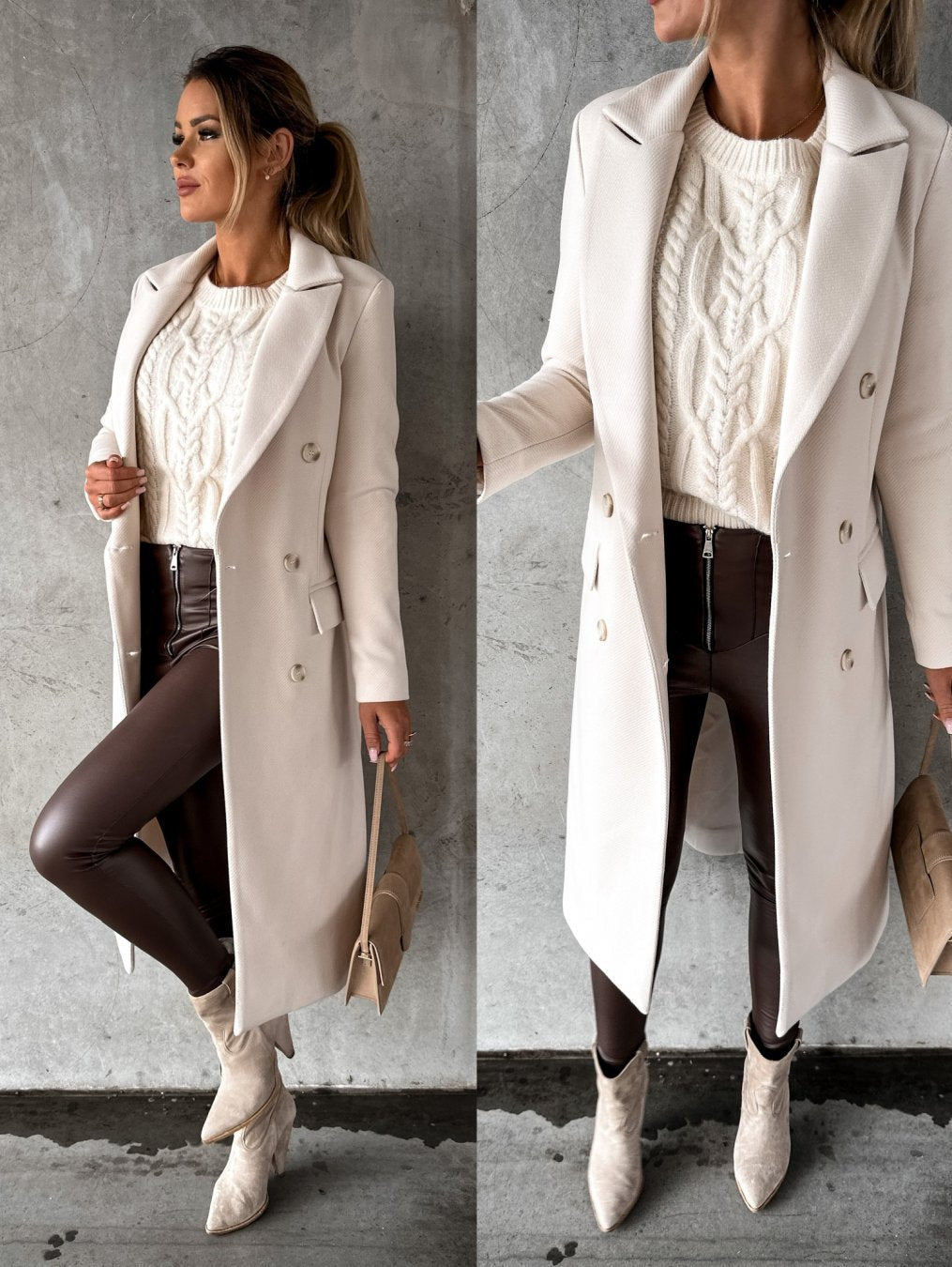 Elegant women's winter jacket, perfect for style & warmth on cold days. Long sleeve, chic outerwear for fashion.