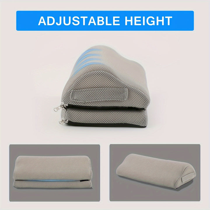 Portable ergonomic memory foam footrest for versatile use in office or home, offering superior foot support.