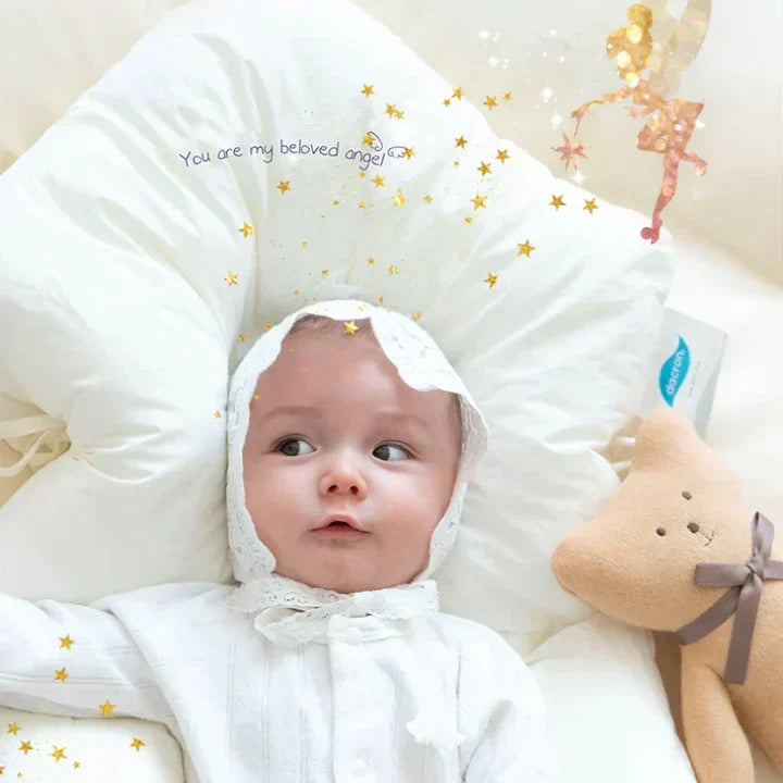 Portable baby sleep cushion. Machine washable, antibacterial comfort for newborns, ensuring hygienic and safe sleep.