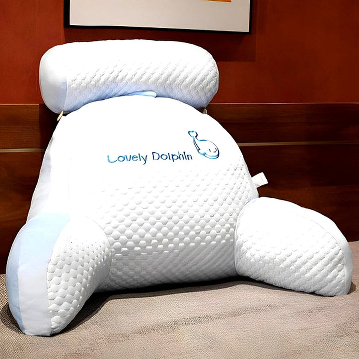 Ergonomic back support cushion for improved posture, lumbar pain relief, and comfortable seating in office or home.