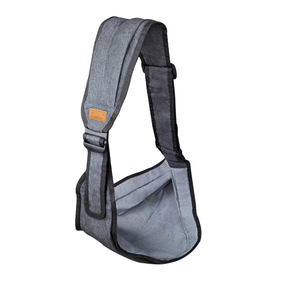 Unisex ergonomic baby carrier wrap belt with stool seat in grey, providing soft, adjustable support for infants & toddlers.