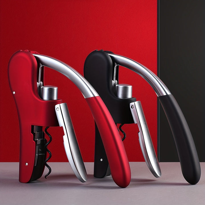 Ergonomic black wine bottle corkscrew for effortless opening. A versatile home & bar wine opener tool.