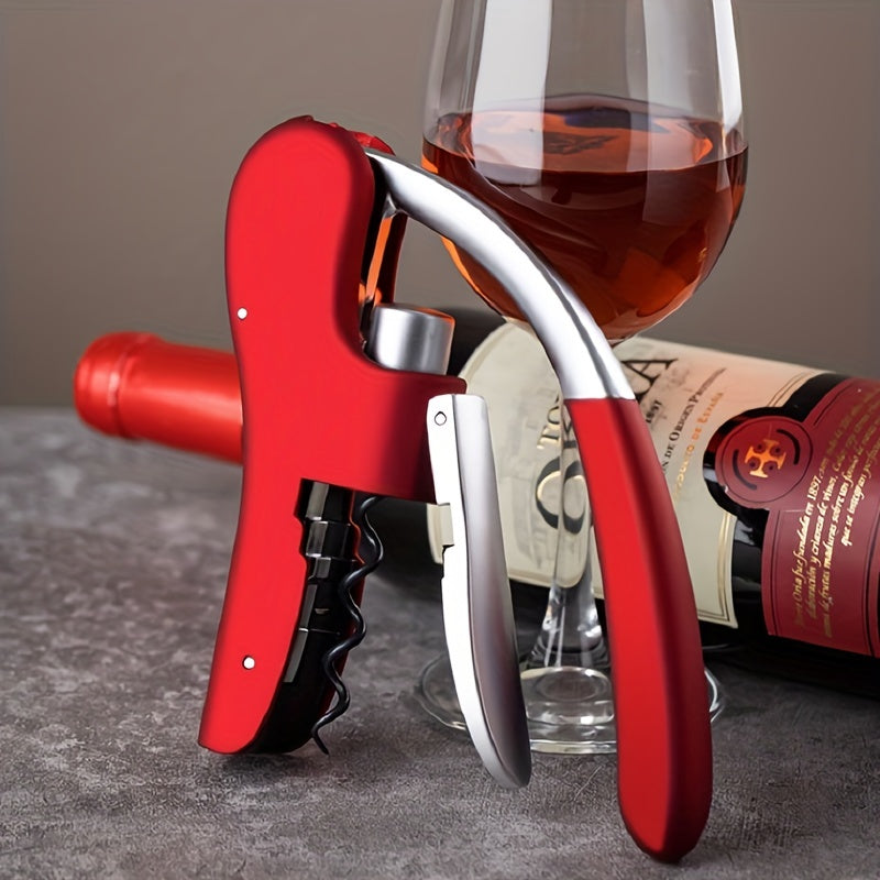 Sleek black ergonomic corkscrew, a durable bar tool & kitchen gadget for easy wine bottle opening.