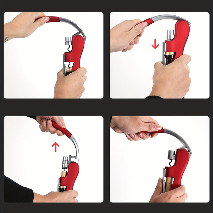 Durable black ergonomic wine opener. Essential bar tool & kitchen gadget for quick & safe wine bottle opening.