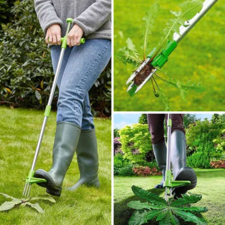 Durable long handle weed puller tool, designed for efficient and effortless garden weeding.