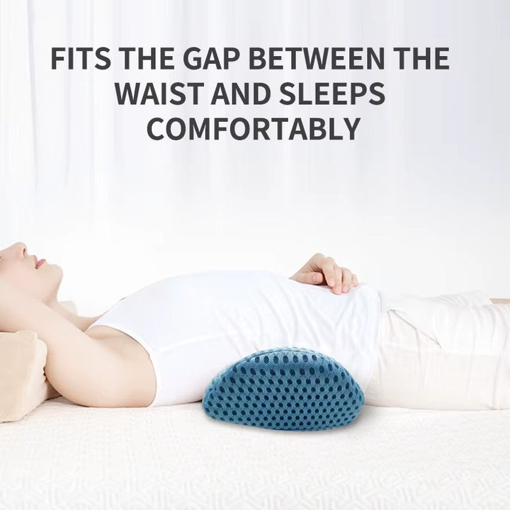 Ergonomic lumbar support cushion for car seats. Provides back pain relief on long drives.