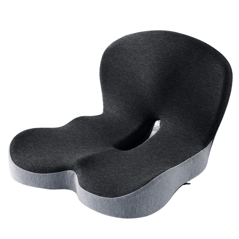 Ergonomic memory foam cushion with washable cover, perfect for sustained comfort.