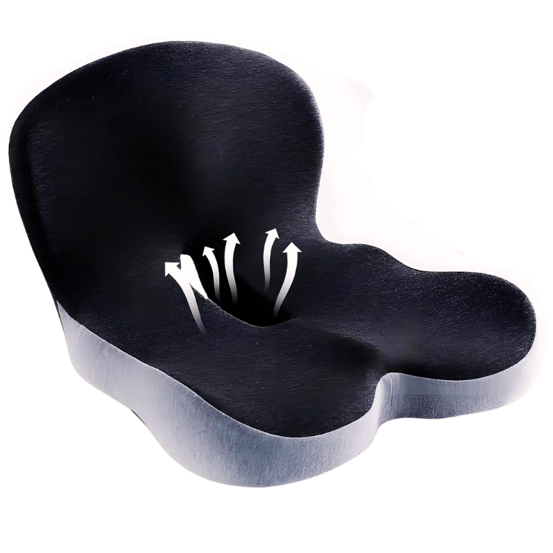 Multi-purpose memory foam seat cushion, offering pain relief for office, car, or home.