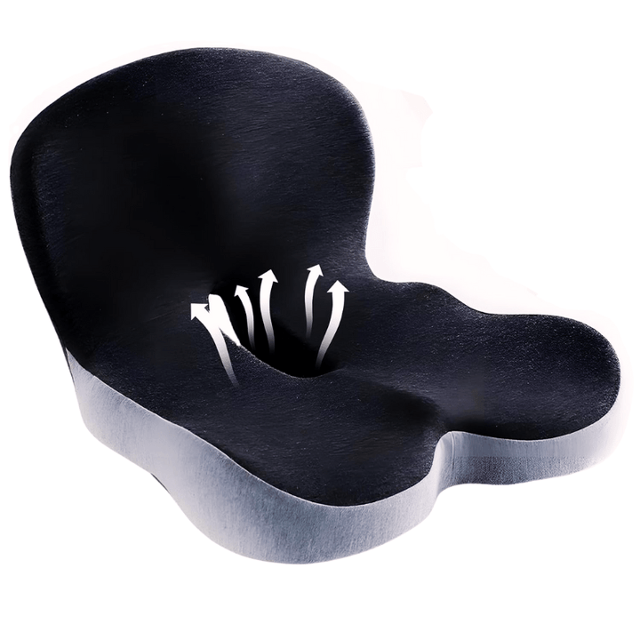 Multi-purpose memory foam seat cushion, offering pain relief for office, car, or home.