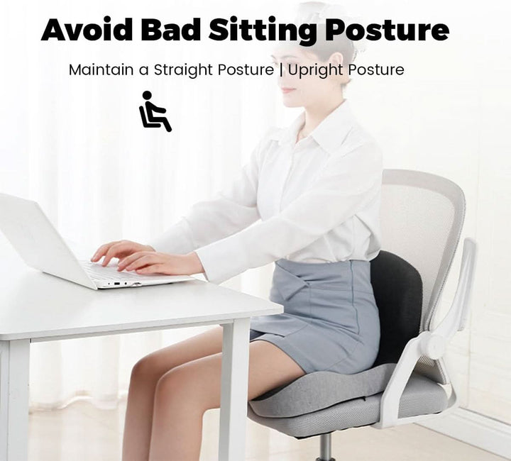 Comfortable memory foam seat cushion for car use, improving posture and reducing pressure.