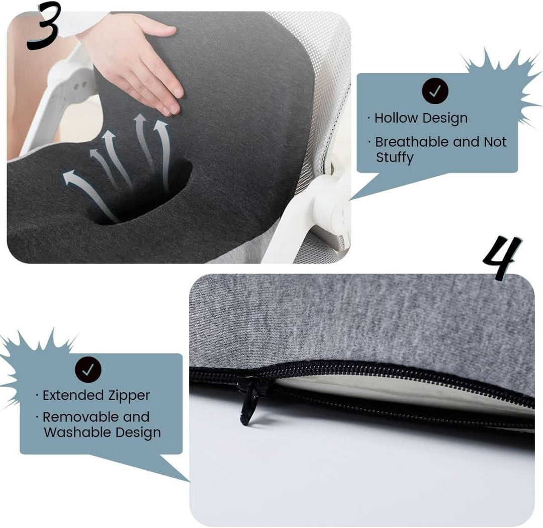 Supportive memory foam seat cushion designed for long hours of comfortable sitting.