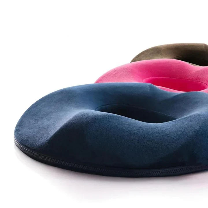 Ergonomic seat cushion for hemorrhoid & tailbone relief. Memory foam, pressure relief, posture support.