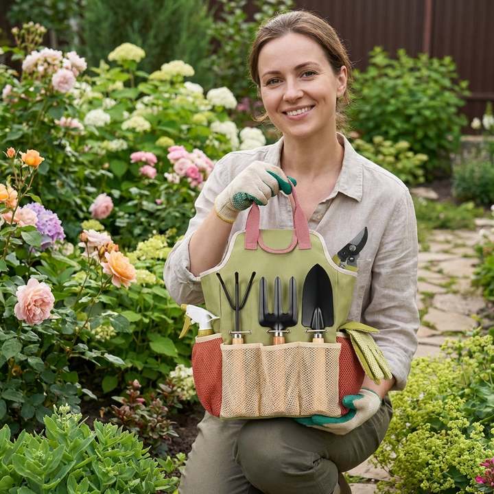 Durable alloy steel gardening hand tools for comprehensive outdoor plant care, planting, weeding, & pruning.