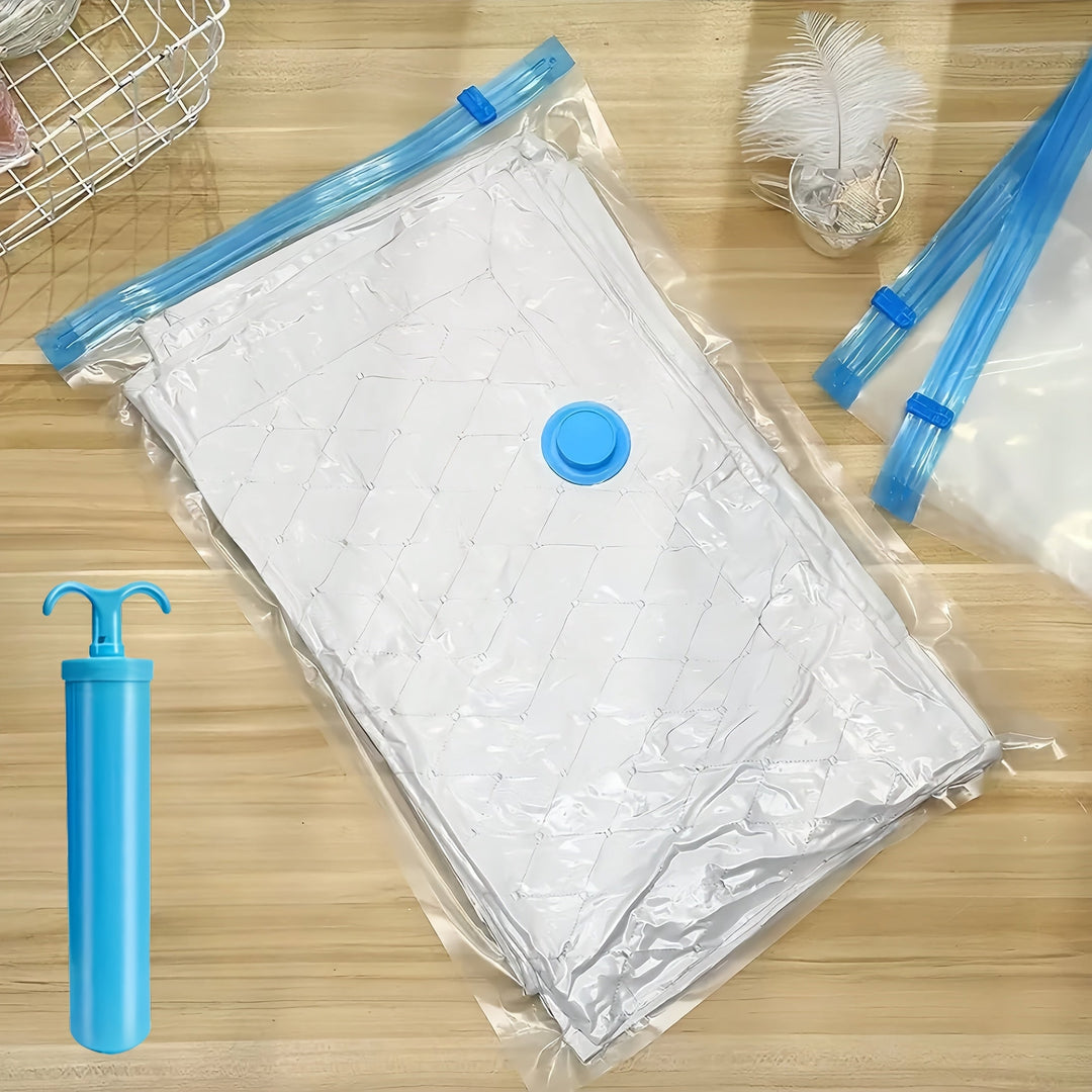 Extra large vacuum storage bags maximizing closet space for efficient home organization.