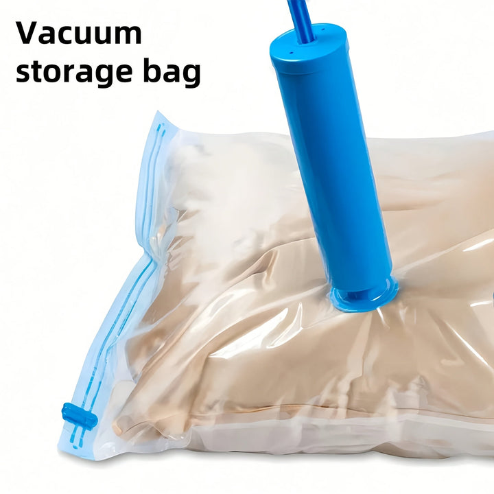 Set of extra large vacuum storage bags for compressing winter coats, sweaters, and jackets.