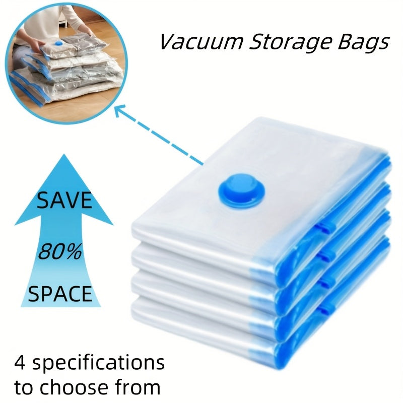 Reusable, waterproof vacuum storage bags for compressing bedding, clothes, and seasonal items.