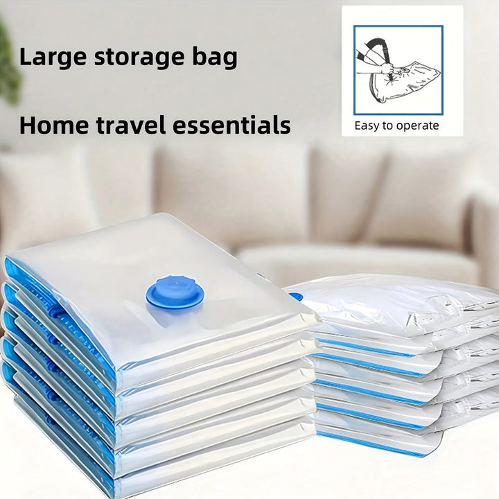 Set of extra large space-saving vacuum bags for decluttering and organizing any home.