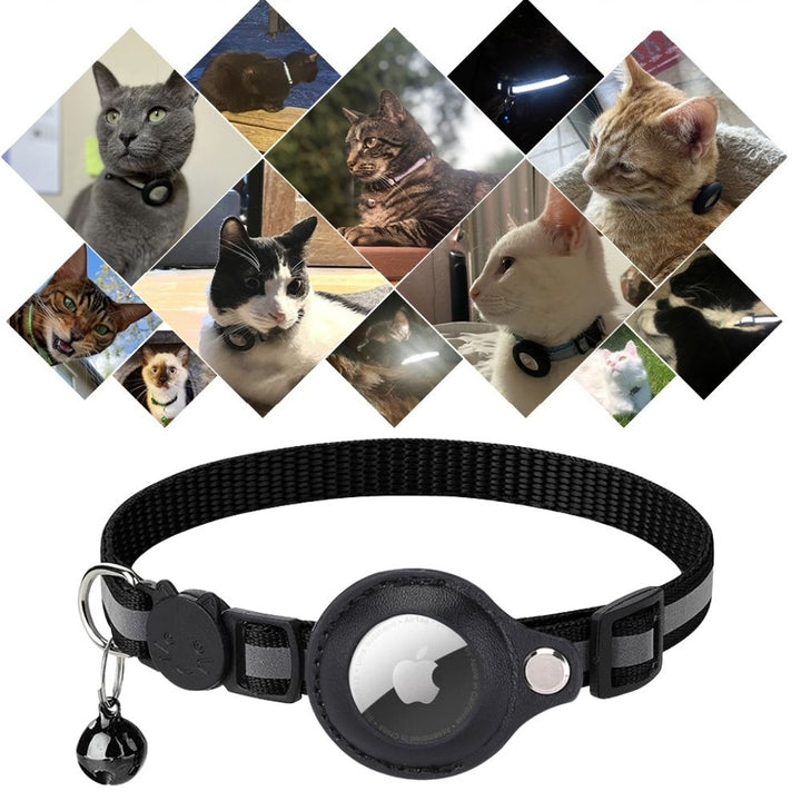 High-visibility reflective GPS collar for cats, adjustable & safe.