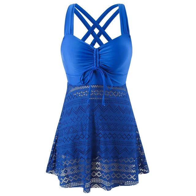 Supportive women's tankini swimsuit with a flattering fit, ideal for summer beachwear & swimming.