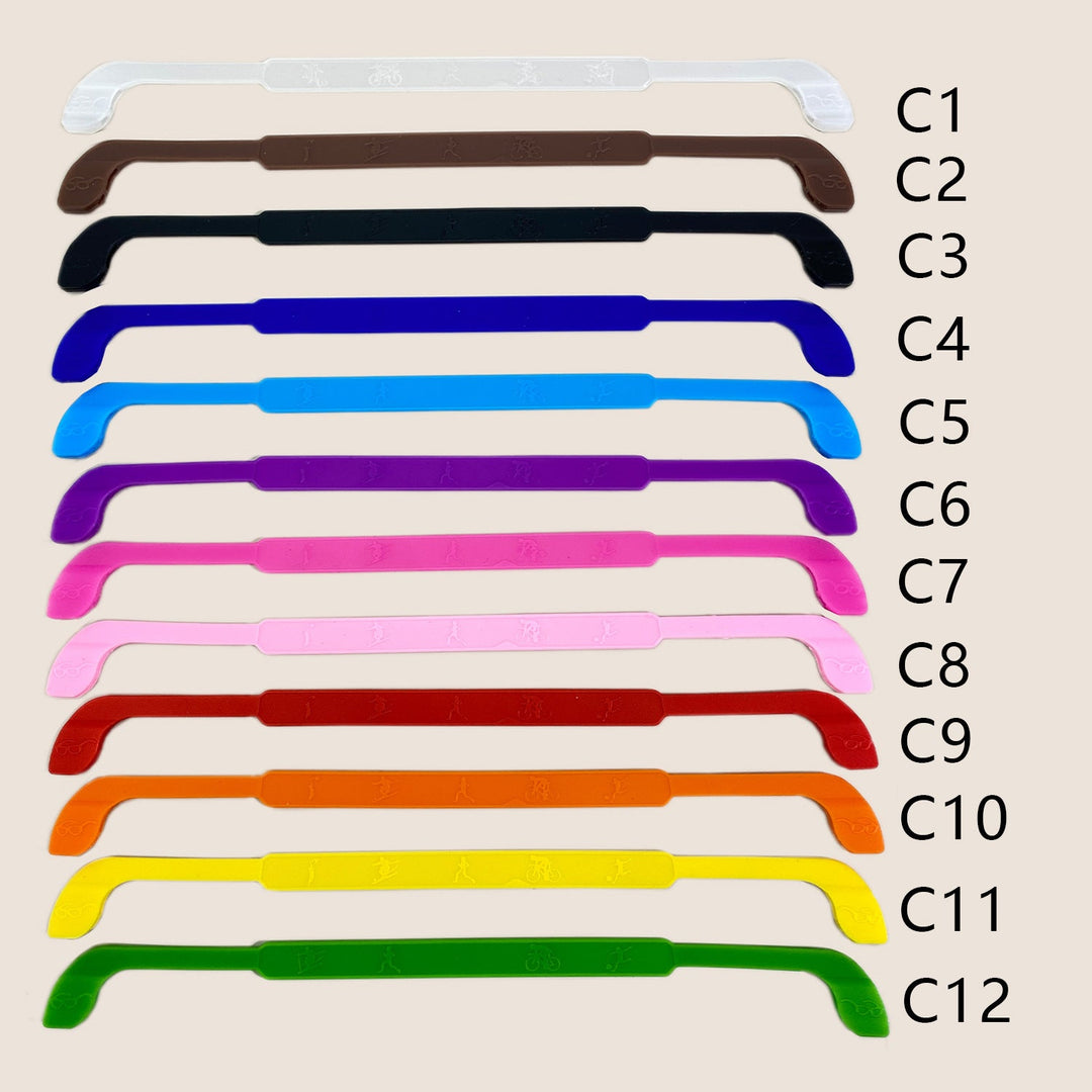 Soft silicone glasses grips in multi-colors, preventing spectacles from slipping for comfort.