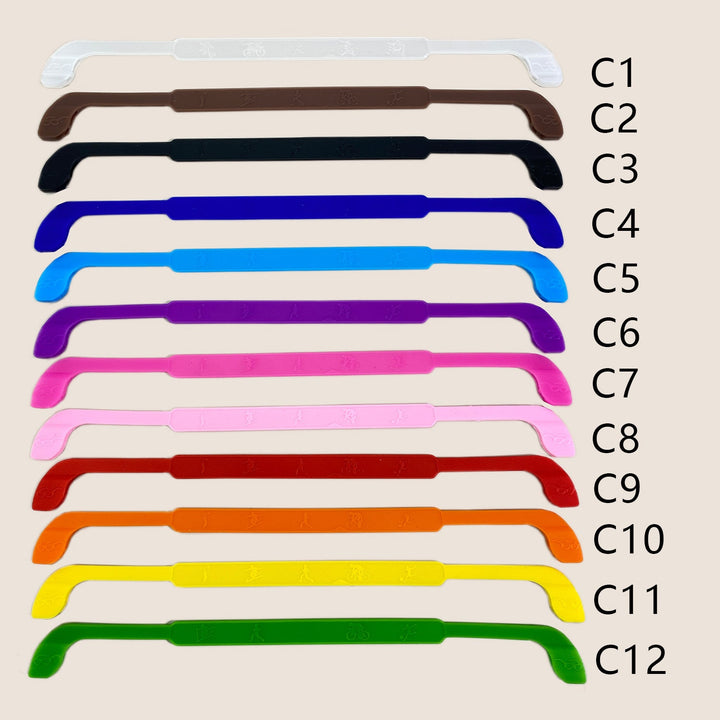 Soft silicone glasses grips in multi-colors, preventing spectacles from slipping for comfort.