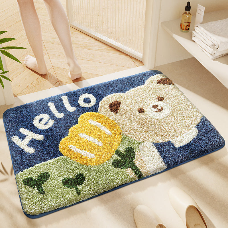 Luxurious plush cat bath mat, highly absorbent & soft for a dry, comfortable bathroom floor.