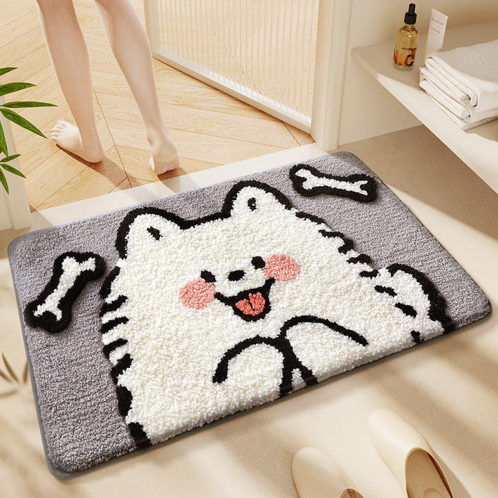 Thick, absorbent plush cat bath mat, ensures comfort & safety with non-slip backing for bathrooms.