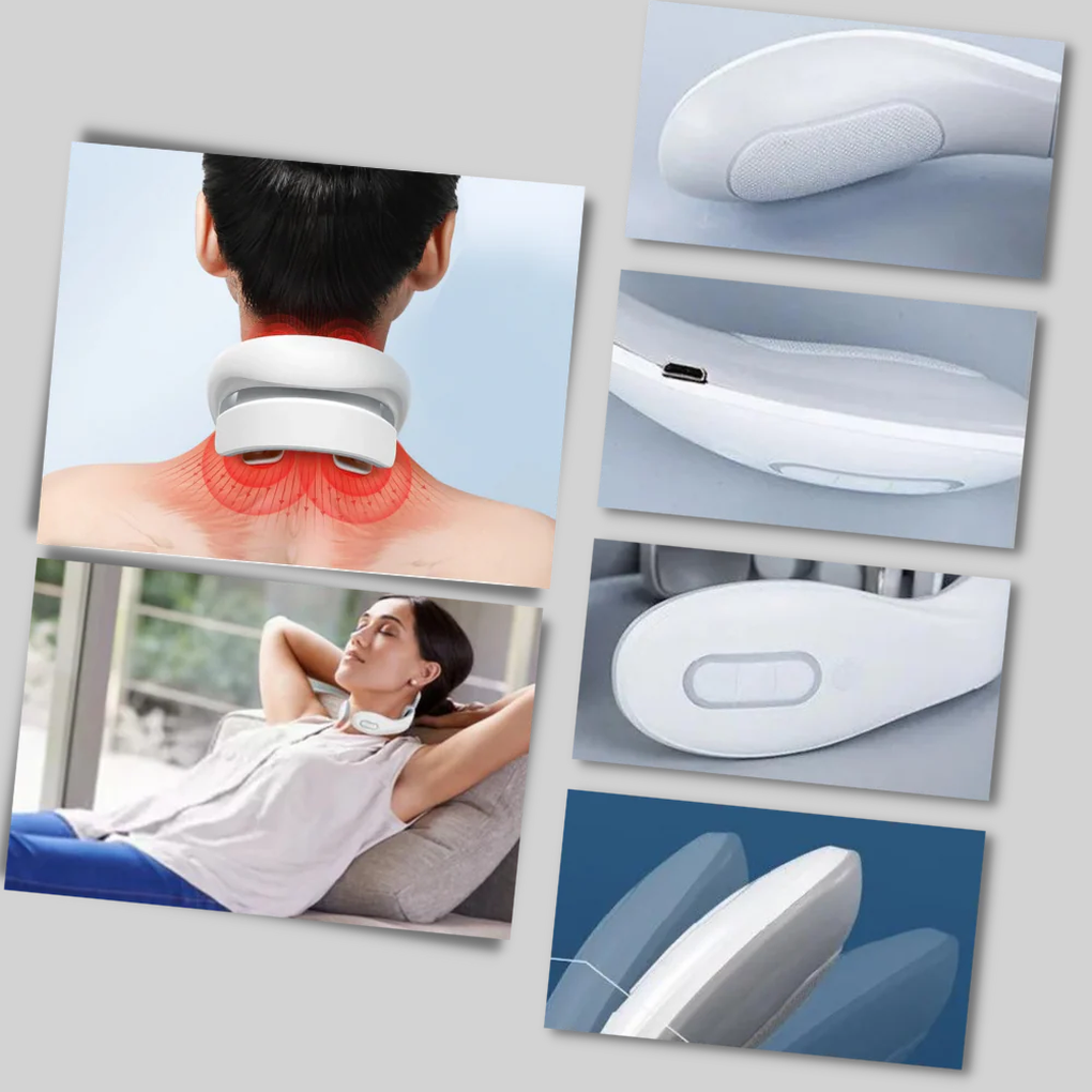Powerful four-head electric massager for deep tissue neck, shoulder & back muscle tension relief.